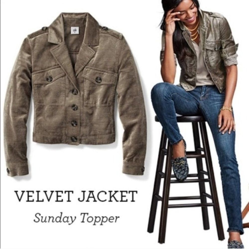CAbi Olive Velvet Utility Jacket